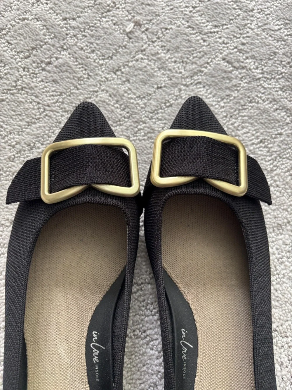 Rothy’s The Emblem Point II Black Flat with Gold Buckle - Picture 11 of 11